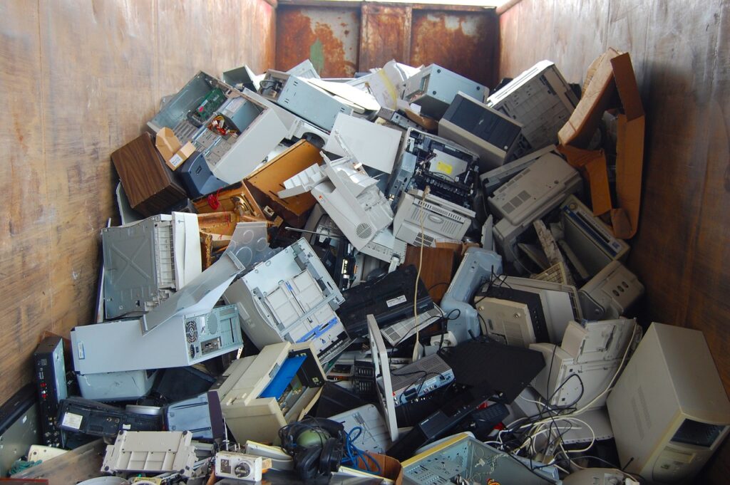 old computers ready for commercial junk removal in Duluth, Georgia